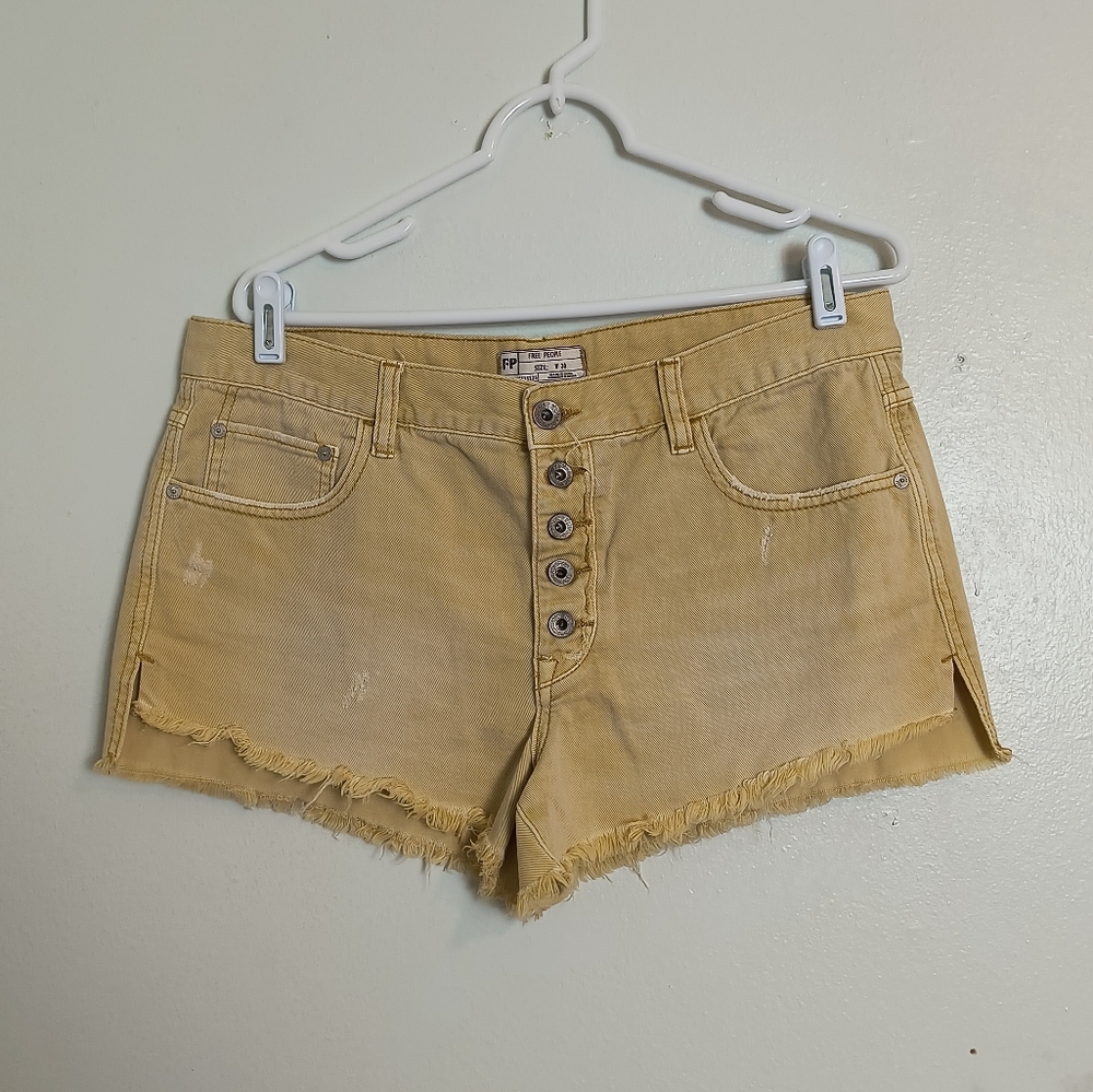 Free People Denim Shorts Raw Cutoff Hem Waist 30